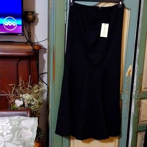 Ebossy collection black bottom flared lined skirt. Long